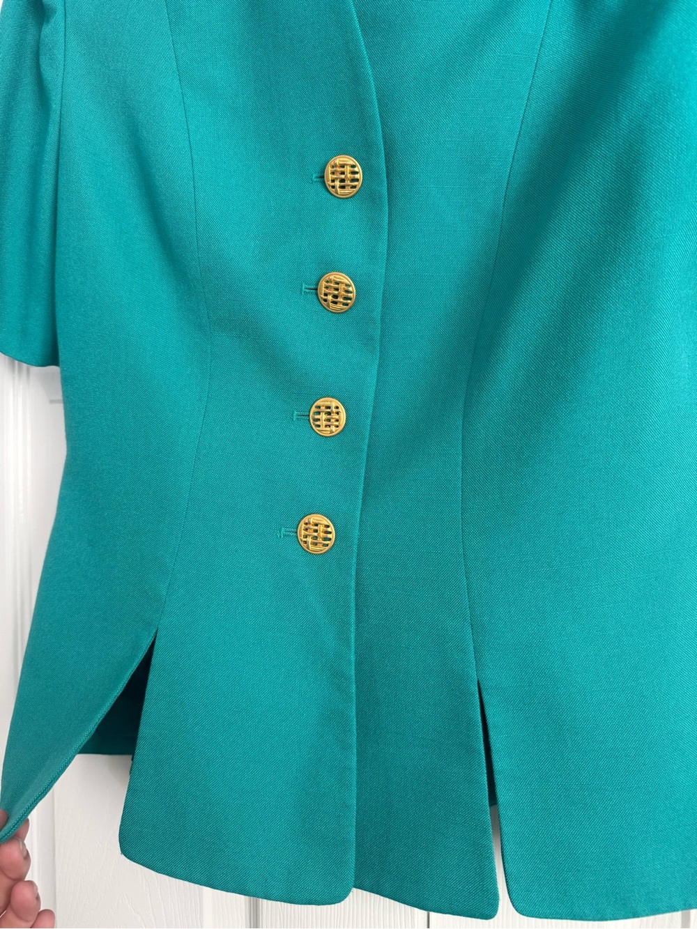 Vintage Kasper ASL Teal Skirt Suit Set Women’s 8 Peplum Career Office - Picture 10 of 13
